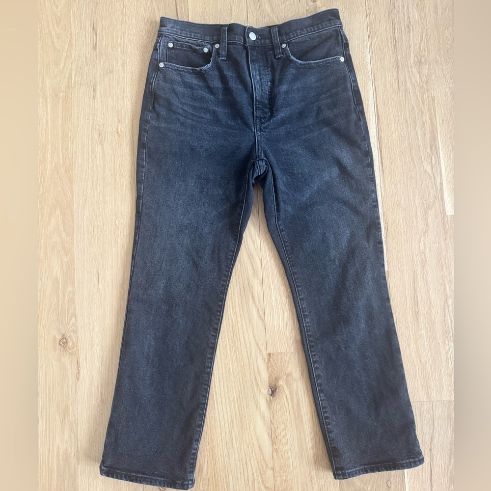 Madewell Slim Demi Boot Jeans Women’s 28 Black Wash Mid Rise Stretch Denim